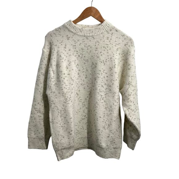 MNG Textured Metallic Speckled Cream Round Neck Oversized Knit Sweater Small - Picture 6 of 13